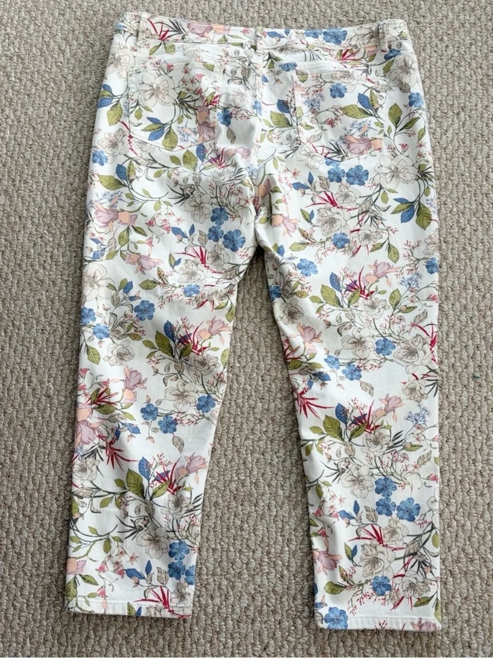 J Jill Floral Print Authentic Fit Slim Ankle Stretch Denim Jean